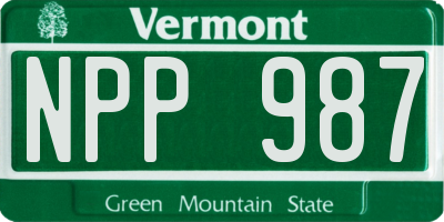 VT license plate NPP987