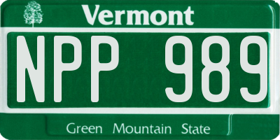 VT license plate NPP989