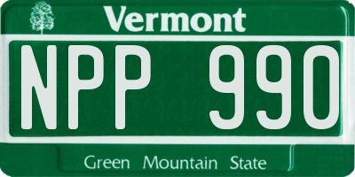 VT license plate NPP990