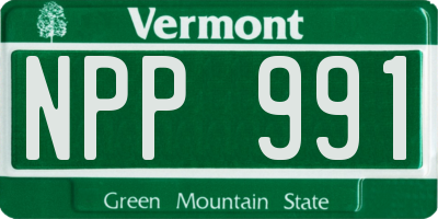 VT license plate NPP991