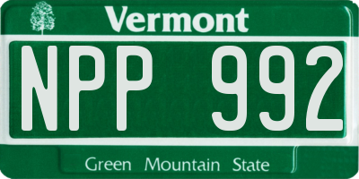 VT license plate NPP992