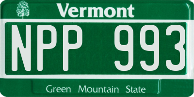 VT license plate NPP993