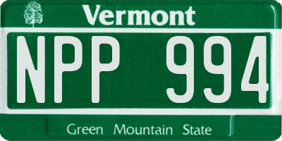 VT license plate NPP994