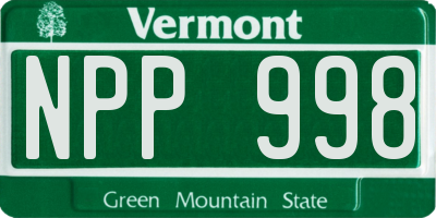 VT license plate NPP998