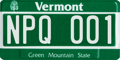 VT license plate NPQ001