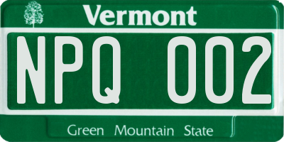 VT license plate NPQ002