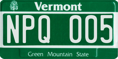 VT license plate NPQ005