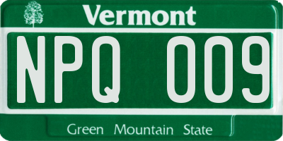 VT license plate NPQ009