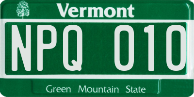 VT license plate NPQ010