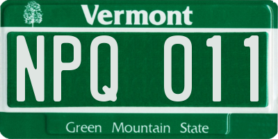 VT license plate NPQ011