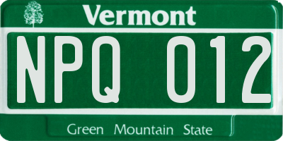 VT license plate NPQ012