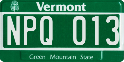 VT license plate NPQ013