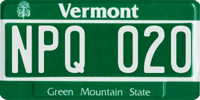 VT license plate NPQ020