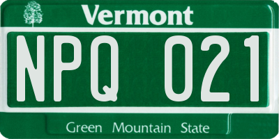 VT license plate NPQ021