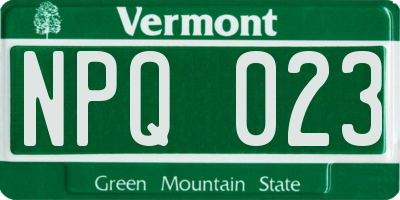 VT license plate NPQ023
