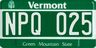 VT license plate NPQ025