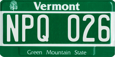 VT license plate NPQ026