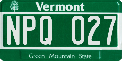 VT license plate NPQ027