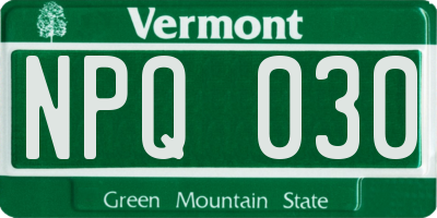 VT license plate NPQ030
