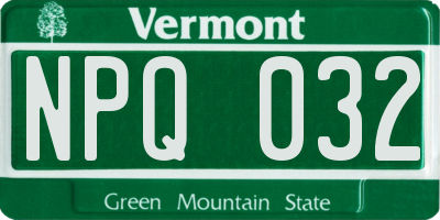VT license plate NPQ032