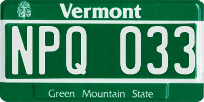 VT license plate NPQ033