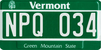 VT license plate NPQ034