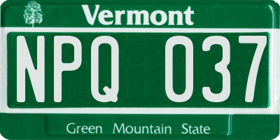 VT license plate NPQ037