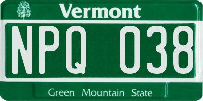 VT license plate NPQ038