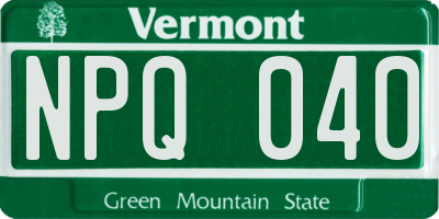 VT license plate NPQ040