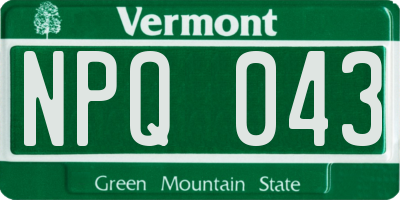 VT license plate NPQ043
