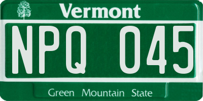 VT license plate NPQ045