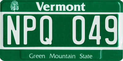 VT license plate NPQ049
