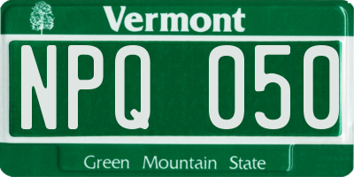 VT license plate NPQ050