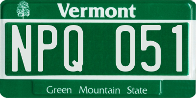 VT license plate NPQ051