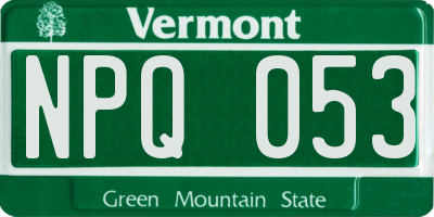 VT license plate NPQ053
