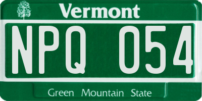 VT license plate NPQ054