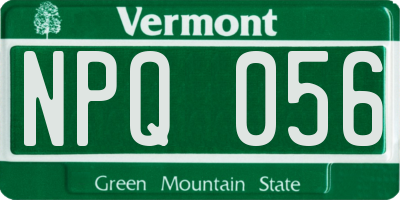 VT license plate NPQ056