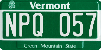 VT license plate NPQ057