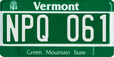 VT license plate NPQ061