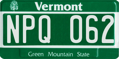VT license plate NPQ062