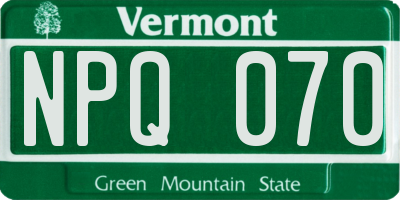 VT license plate NPQ070