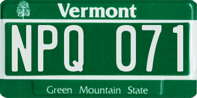 VT license plate NPQ071