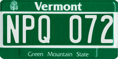 VT license plate NPQ072