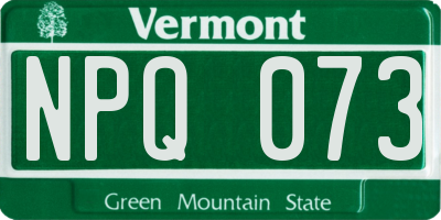 VT license plate NPQ073