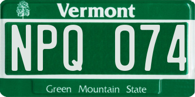 VT license plate NPQ074