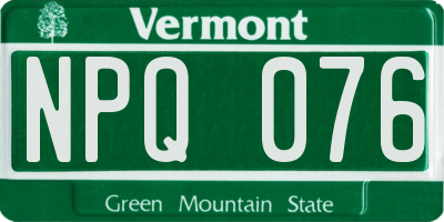 VT license plate NPQ076