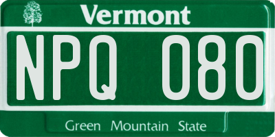 VT license plate NPQ080
