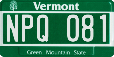 VT license plate NPQ081