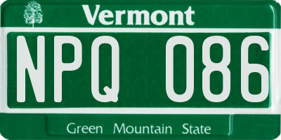 VT license plate NPQ086