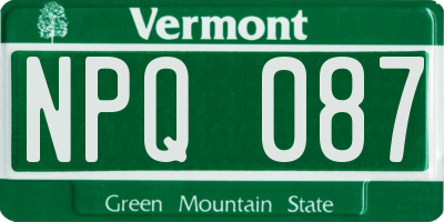 VT license plate NPQ087